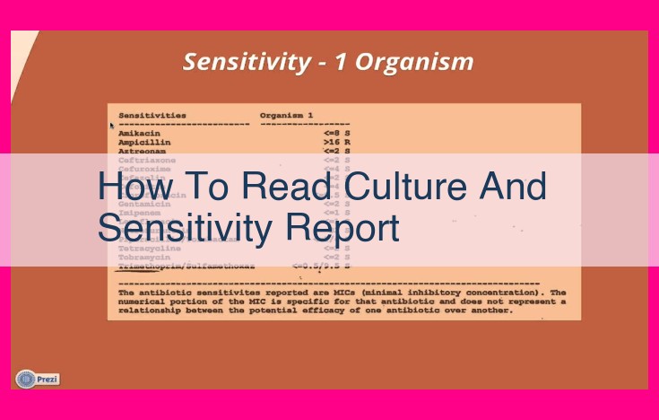 how to read culture and sensitivity report