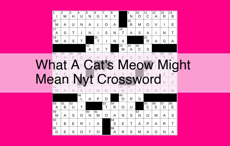 what a cat's meow might mean nyt crossword