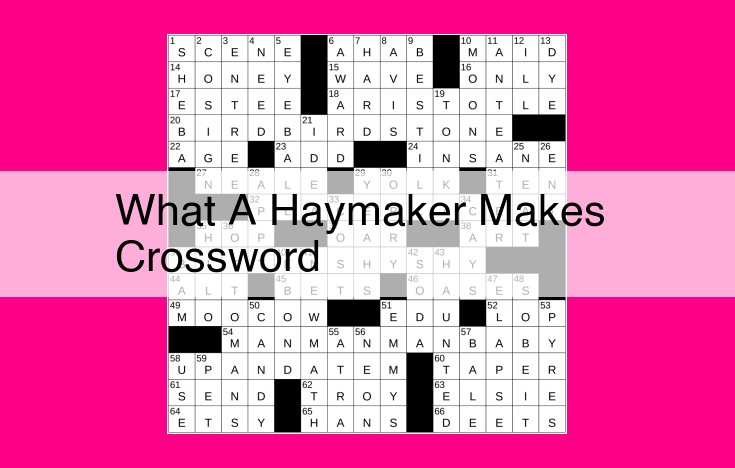 what a haymaker makes crossword