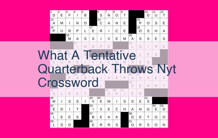 what a tentative quarterback throws nyt crossword