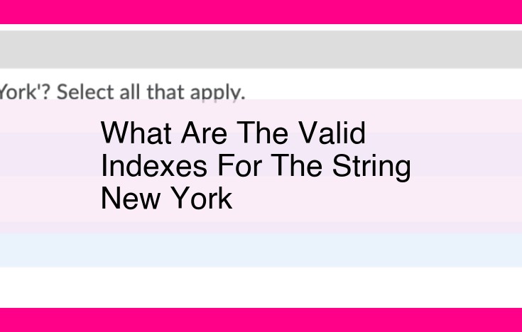 what are the valid indexes for the string new york