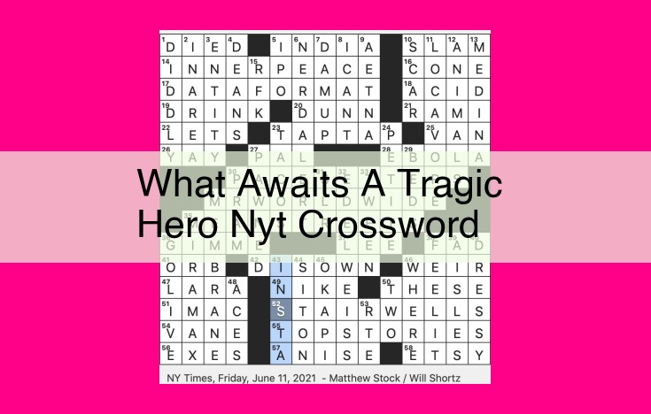 what awaits a tragic hero nyt crossword