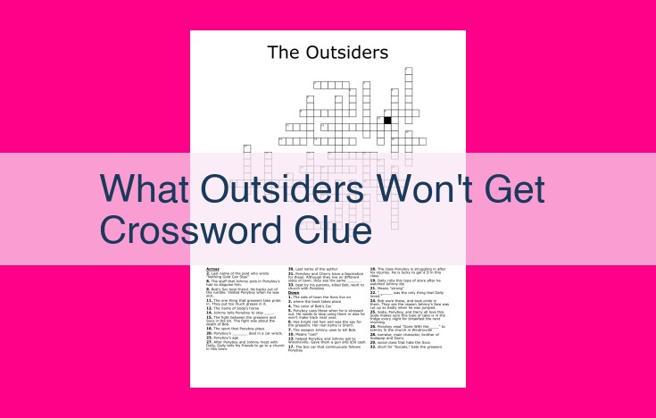 what outsiders won't get crossword clue