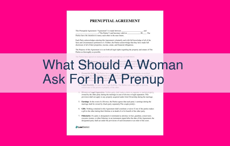 what should a woman ask for in a prenup