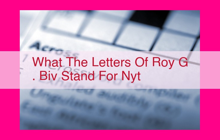 what the letters of roy g. biv stand for nyt