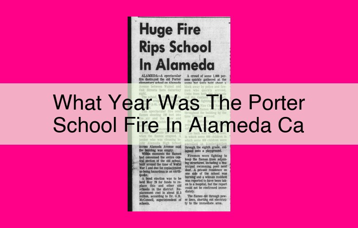 what year was the porter school fire in alameda ca