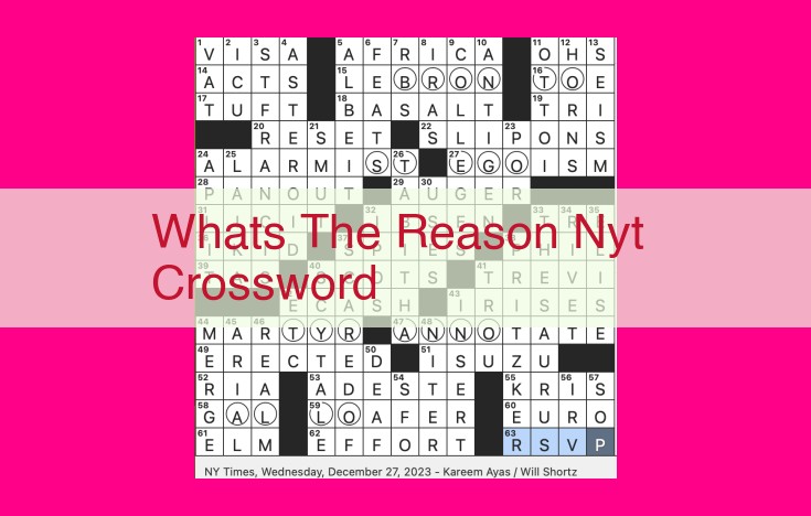 whats the reason nyt crossword