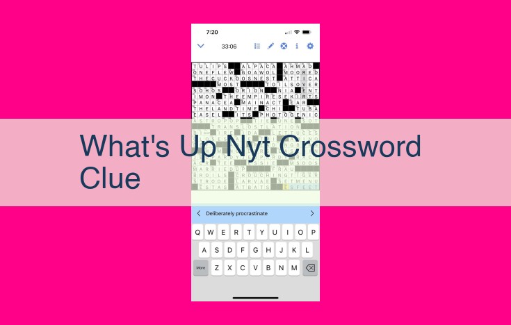 what's up nyt crossword clue